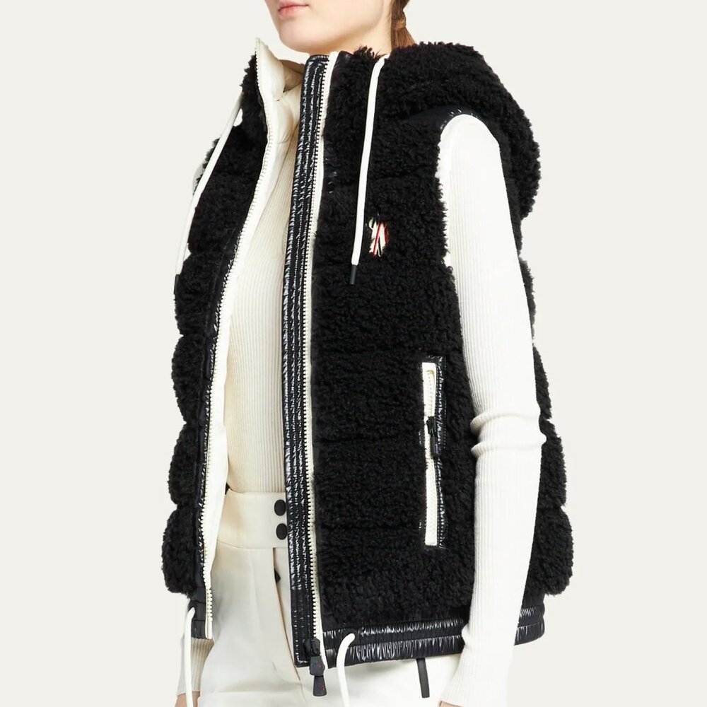 Moncler Grenoble Faux Shearling Zip Up Vest